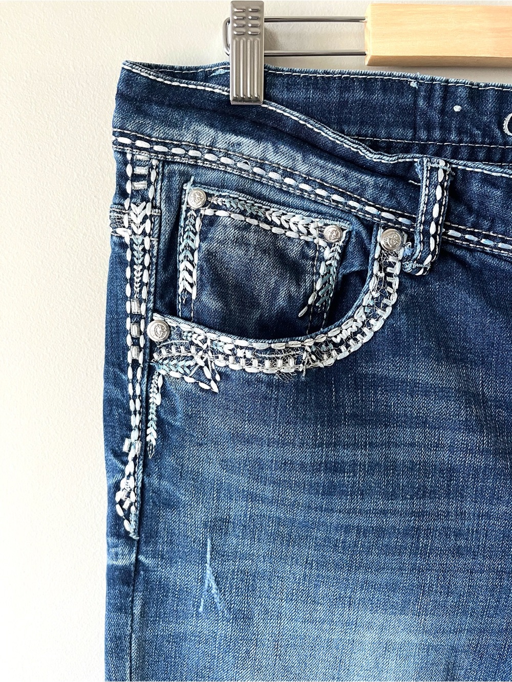 Grace in LA Embellished Bootcut Jeans Women's Size 17 Medium Wash -Western Ride - Picture 9 of 11